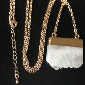 14K Gold Genuine Precious Stone Quartz Pendant